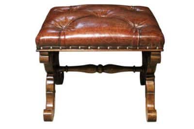 19thc Walnut X Frame Stool - Image 2