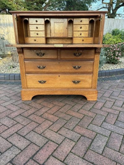Arts & Crafts Oak Secretaire Bureau c1910