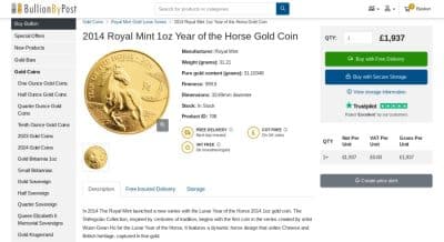 Royal Mint Chinese Year of Horse 1oz Bullion .999 COIN Stunning 24ct Uffington QEII 2014 - Image 6