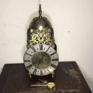 Lantern Clock, London double fusse chain driven Antique Clocks