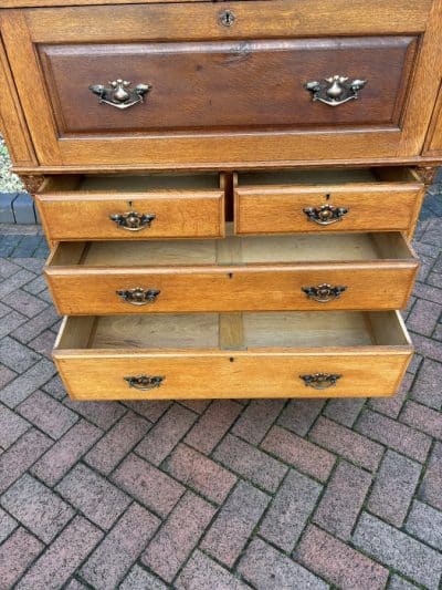 Arts & Crafts Oak Secretaire Bureau c1910 bookcase Antique Bookcases 10