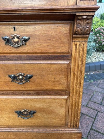 Arts & Crafts Oak Secretaire Bureau c1910 - Image 10