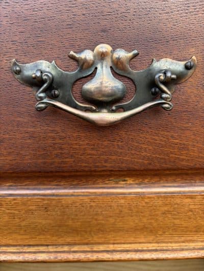 Arts & Crafts Oak Secretaire Bureau c1910 - Image 9