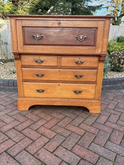 Arts & Crafts Oak Secretaire Bureau c1910 - Image 2