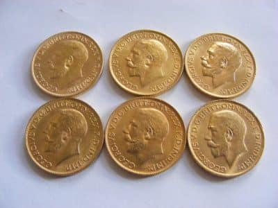 6 FULL 22ct sovereigns George V 1911, 1912 Titanic Year, 1913 Original Receipt bullion Coins 8