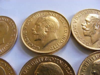 6 FULL 22ct sovereigns George V 1911, 1912 Titanic Year, 1913 Original Receipt bullion Coins 9