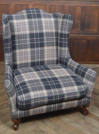 French Walnut Tartan Armchair SAI3255 - Image 8