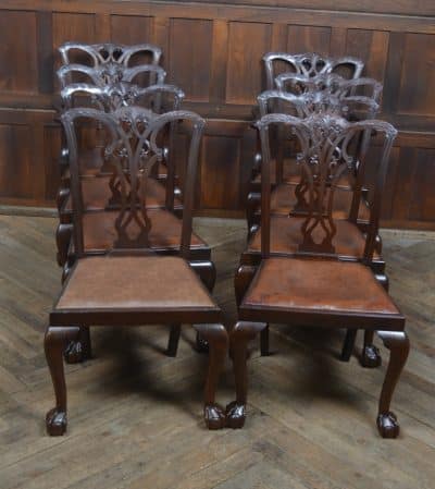 Set Of 8 Edwardian Chippendale Style Dining Chairs SAI3238 Antique Chairs 18