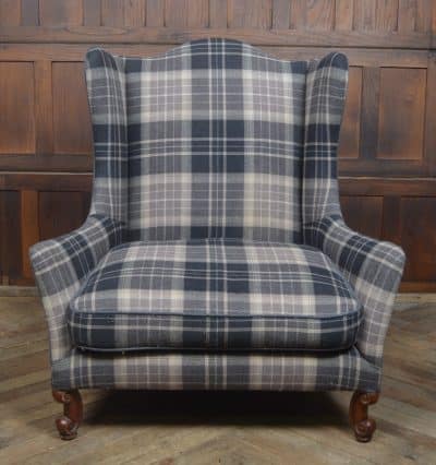 French Walnut Tartan Armchair SAI3255 - Image 5
