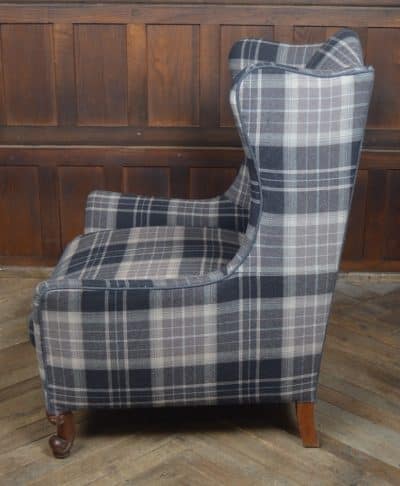 French Walnut Tartan Armchair SAI3255 - Image 4