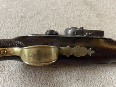 A brass barrelled flintlock pistol by Blake London Antique gun Antique Guns 7