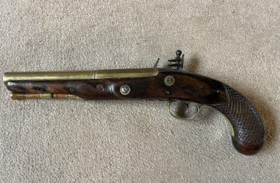 A brass barrelled flintlock pistol by Blake London Antique gun Antique Guns 10
