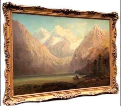 Austrian Alps Landscape Oil Portrait Painting Mountains And Lake Salzkammergut Region East Of Salzburg Alpine Landscape Antique Art 4