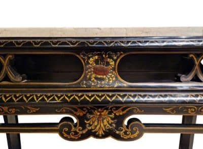 Black Lacquered Console Table with Marble Top - Image 5