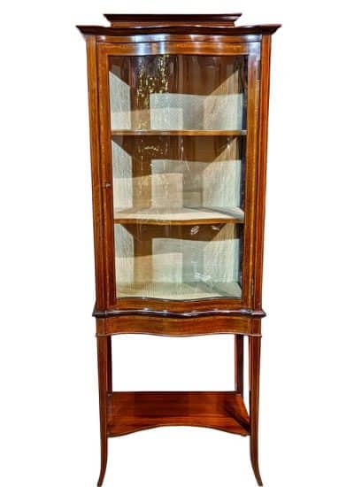Edwardian Serpentine Fronted Display Cabinet Antique Cabinets 3