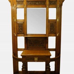 Oak and Brass Hall Stand Antique Furniture