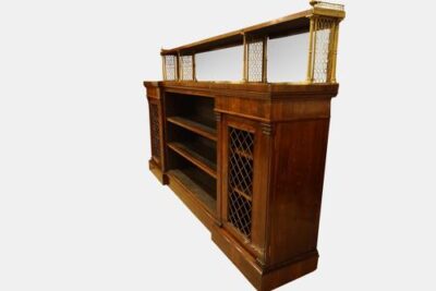 Rosewood and brass open bookcase Antique Bookcases 4