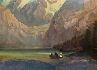 Austrian Alps Landscape Oil Portrait Painting Mountains And Lake Salzkammergut Region East Of Salzburg - Image 8