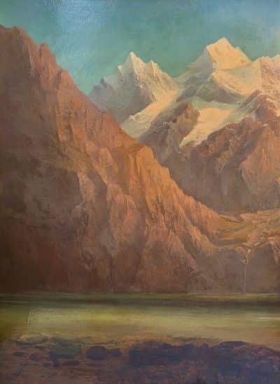 Austrian Alps Landscape Oil Portrait Painting Mountains And Lake Salzkammergut Region East Of Salzburg - Image 6