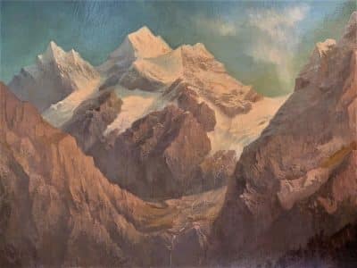 Austrian Alps Landscape Oil Portrait Painting Mountains And Lake Salzkammergut Region East Of Salzburg - Image 7