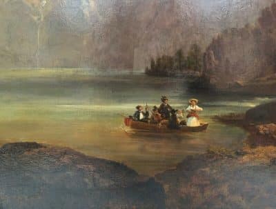 Austrian Alps Landscape Oil Portrait Painting Mountains And Lake Salzkammergut Region East Of Salzburg - Image 9
