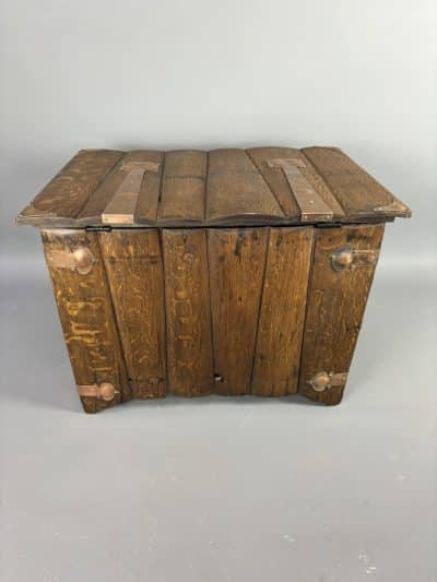 Arts & Crafts Oak Log Bin fireside Antique Boxes 8