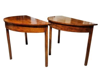 Pair of George III Demi Lune console tables Antique Furniture 4