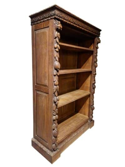 Victorian carved oak bookcase Antique Bookcases 4