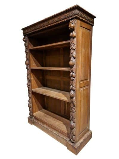 Victorian carved oak bookcase Antique Bookcases 5
