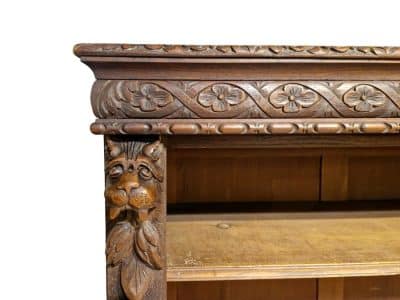 Victorian carved oak bookcase Antique Bookcases 6