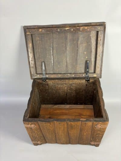 Arts & Crafts Oak Log Bin fireside Antique Boxes 6