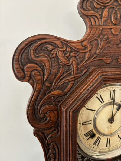 Art Nouveau Wall Clock by Ansonia, New York American Antique Clocks 5