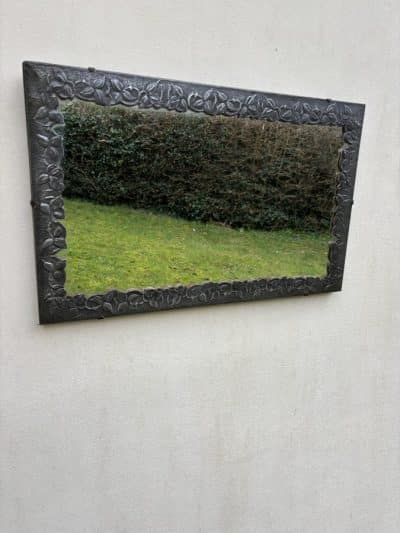Arts & Crafts Pewter Embossed Mirror c1900