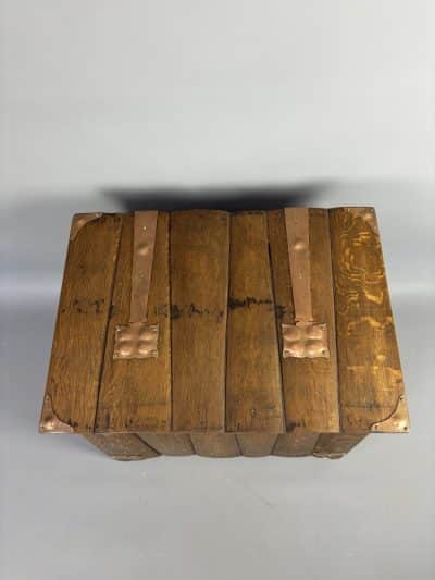 Arts & Crafts Oak Log Bin fireside Antique Boxes 5