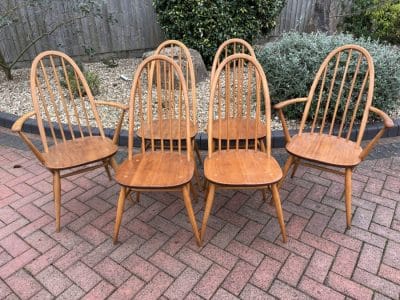 Mid Century Set of Six Ercol Windsor Dining Chairs dining chairs Antique Chairs 10