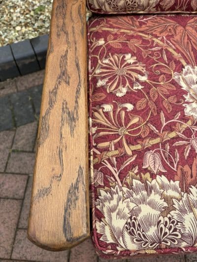 Arts & Crafts Oak Reclining Armchair with Footrest - Image 7