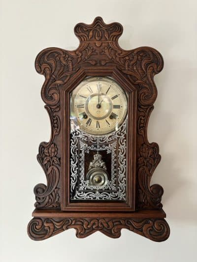 Art Nouveau Wall Clock by Ansonia, New York American Antique Clocks 3