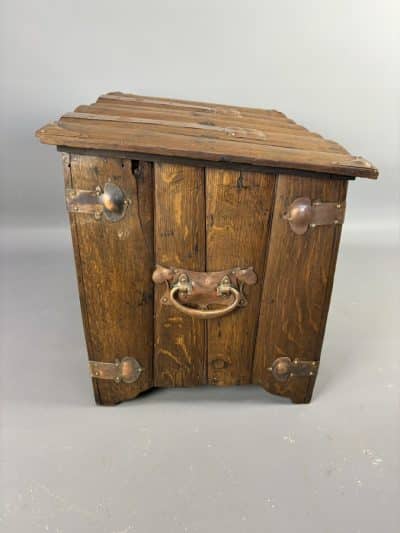 Arts & Crafts Oak Log Bin fireside Antique Boxes 3