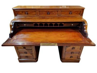 French oak lined mahogany writing desk - Image 5
