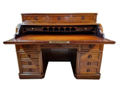 French oak lined mahogany writing desk - Image 6