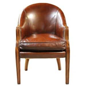 Mahogany & Leather Tub Chair Antique Chairs