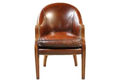 Mahogany & Leather Tub Chair Antique Chairs 3