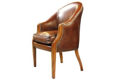 Mahogany & Leather Tub Chair Antique Chairs 5
