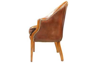 Mahogany & Leather Tub Chair Antique Chairs 6