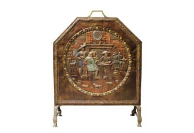 19thc Repousse Copper Fire Screen