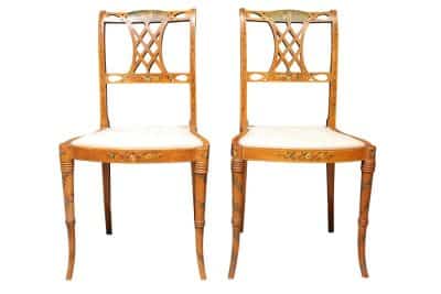 Pair of Satinwood Side Chairs Antique Chairs 3