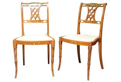 Pair of Satinwood Side Chairs Antique Chairs 4