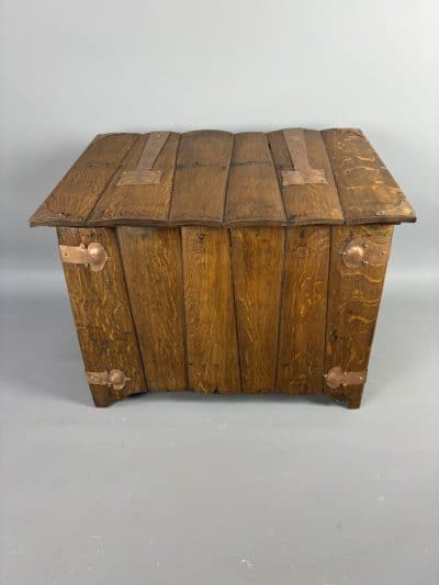 Arts & Crafts Oak Log Bin fireside Antique Boxes 4