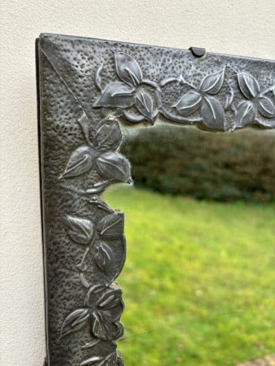 Arts & Crafts Pewter Embossed Mirror c1900 - Image 4