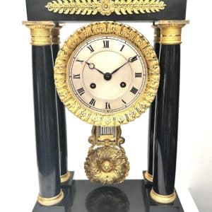 Fine Antique Slate or Marble Mantel Clock French Striking Portico Mantle Clock